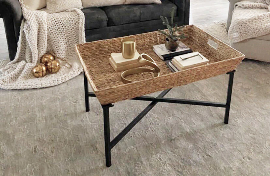 Woven Hyacinth Tray Top Coffee Table