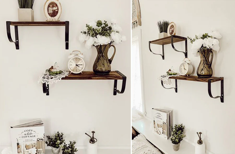 Industrial Wooden Open Shelving, Set of 2