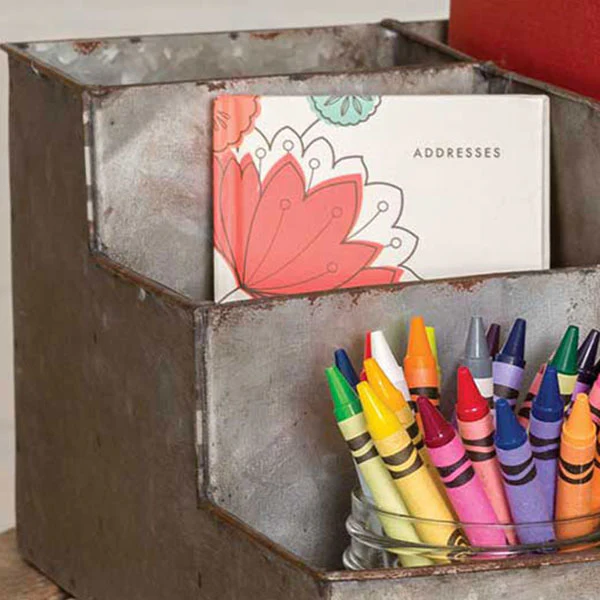 Galvanized Four Section Desktop Caddy