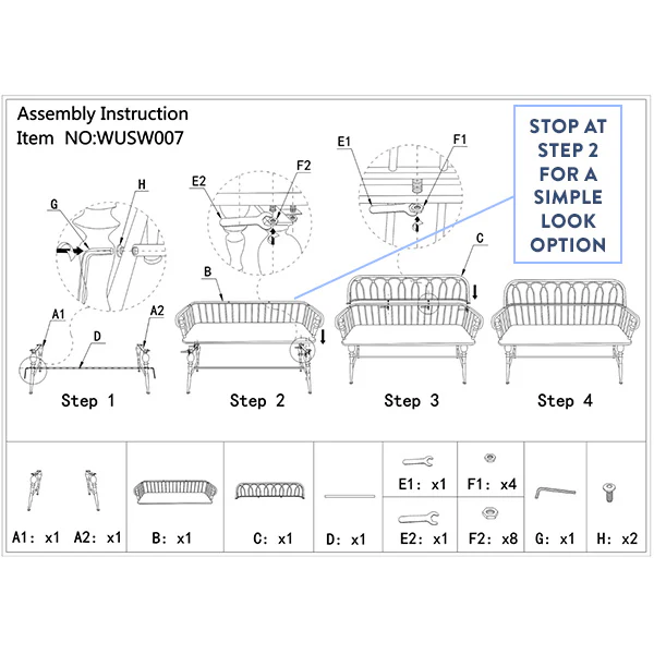 Black Metal High Back Bench