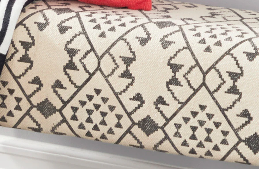 Boho Farmhouse Fabric Accent Bench