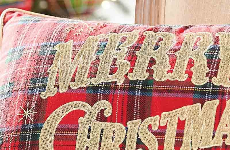Merry Christmas Plaid Pillow