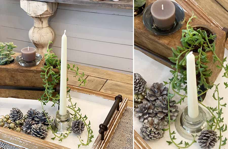 FOUND Glass Sugarmold Taper Candle Holders, Set of 2