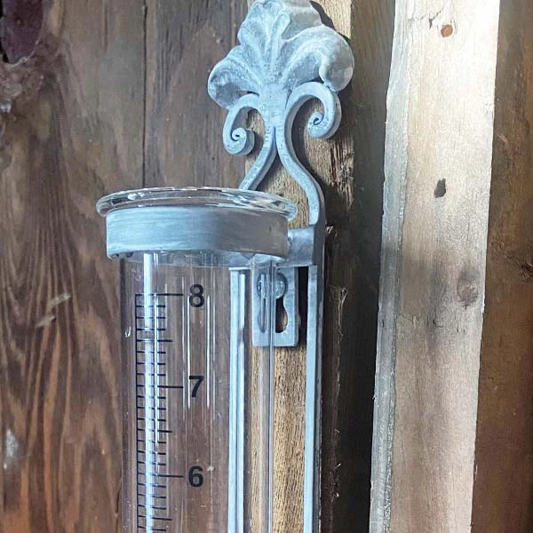 Timeworn Iron Fleur De Lis Rain Guage