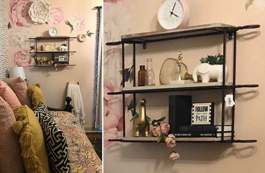 Rolling Pin Inspired Hanging Three Tiered Shelf