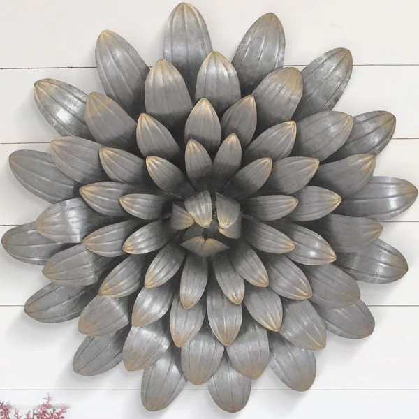 *HUUGE* Galvanized Flower Wall Art