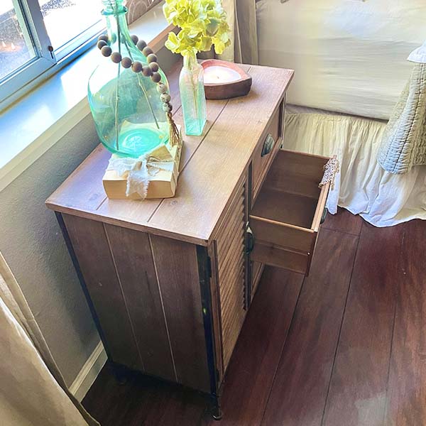 Distressed Storage Cabinet Side Table