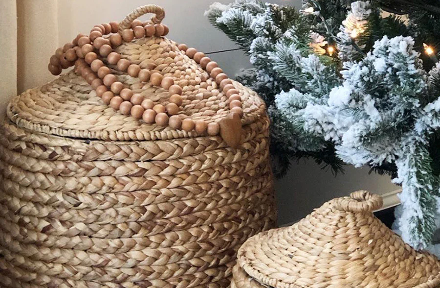 Hyacinth Basket With Lid, Set of 2