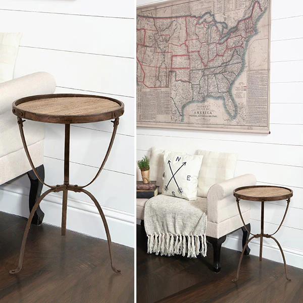 Metal and Wood Side Table
