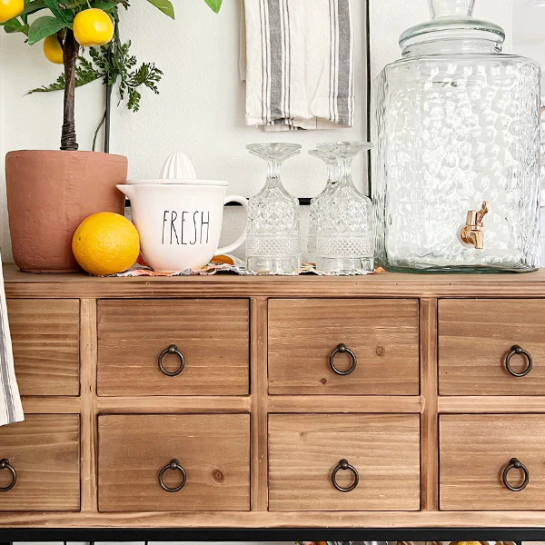 Wooden Apothecary Table with Drawers
