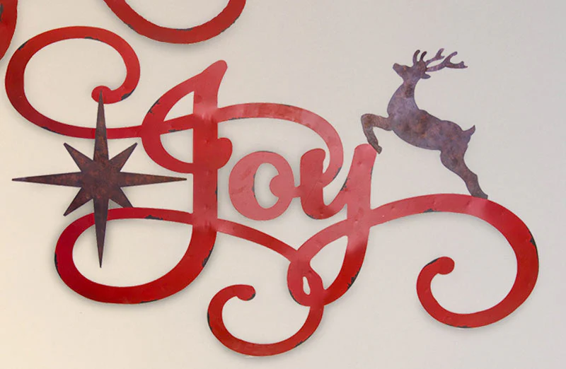 Metal Script Christmas Signs