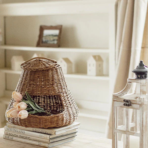 Handwoven Wicker Vegetable Basket with Lid