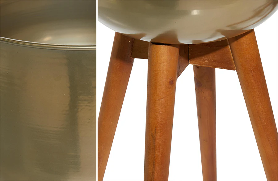 Rounded Metal Planters with Stands, Set of 2