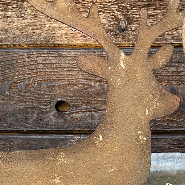 HUGE Rusted Patina Reindeer Yard Stakes, Set of 2