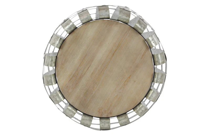 Woven Metal Drum Accent Table  Set of 2