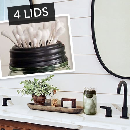 Black Mason Jar Lids, Set of 4