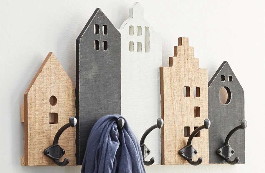 Wooden City Skyline Wall Hooks