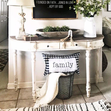 Rounded Edge Wooden Console Table with Drawers