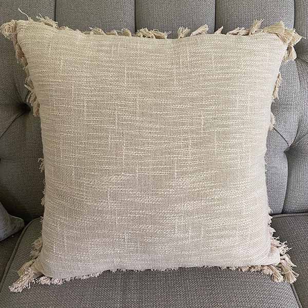 Natural Cotton Pillow with Tassels