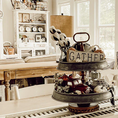 Bronze and Galvanized Two Tiered Stand