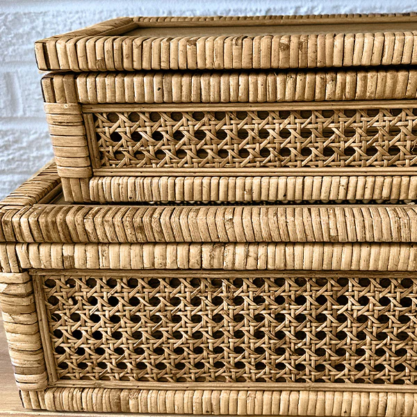 Cane & Rattan Trunks, Set of 2