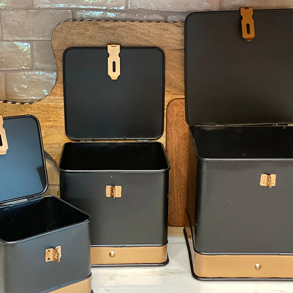 Copper Trim Storage Trunks, Set of 3