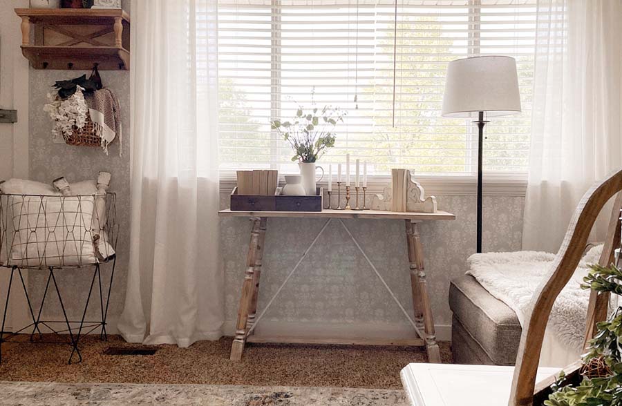 Light Brown Wood Farmhouse Console Table
