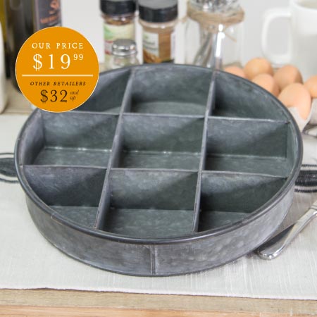 Divided Galvanized Metal Tray