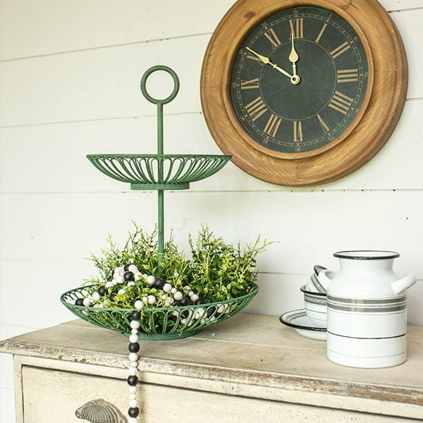 Two-Tier Green Metal Display Tray