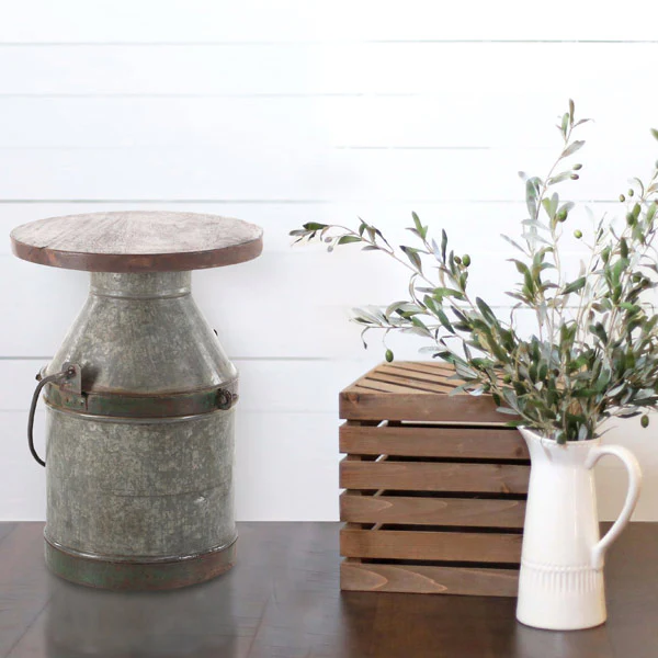 Galvanized Milk Jug Stool