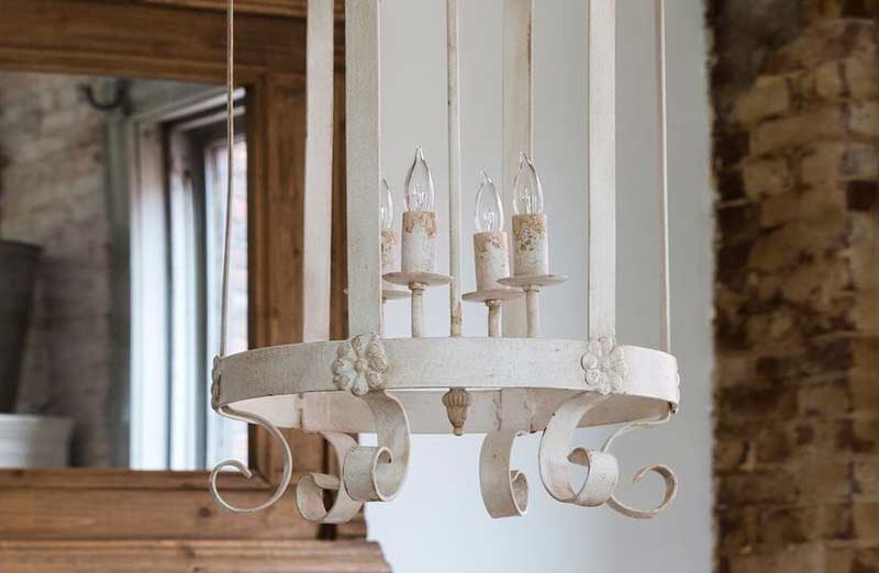 White Distressed Lantern Chandelier
