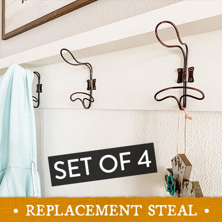 Industrial Locker Room Wall Hook, Set of 4