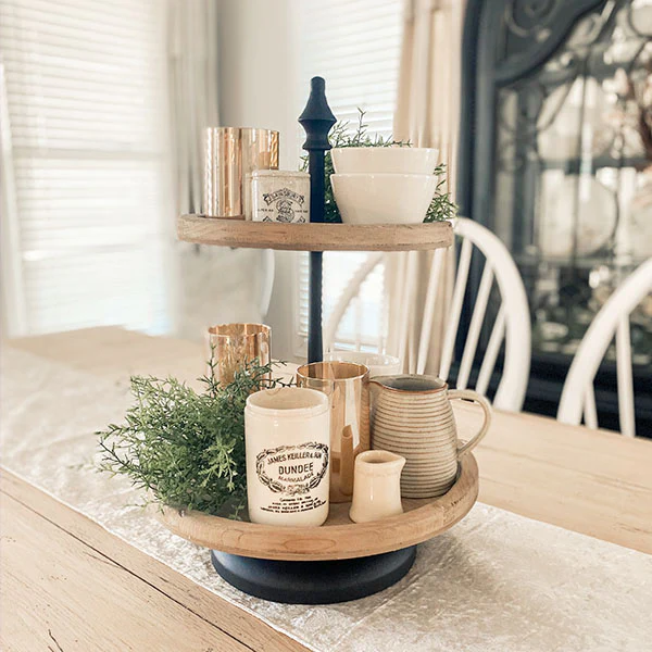 Natural Wood and Metal Display Stand