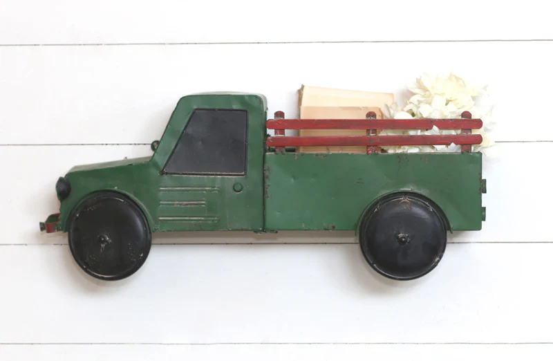 Distressed Green Truck Wall Shelf