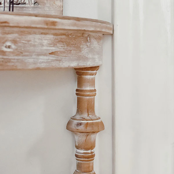 Whitewashed Demi Lune Table