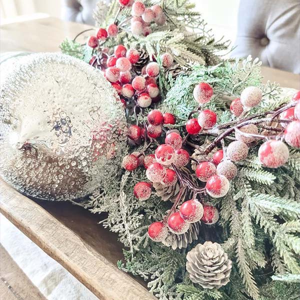 Snowy Berry and Pine Door Swag