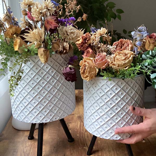 Diamond Cross Metal Planter Stand, Set of 2