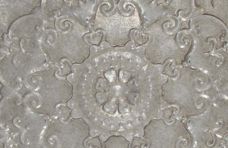 Square Embossed Metal Tray with Handles