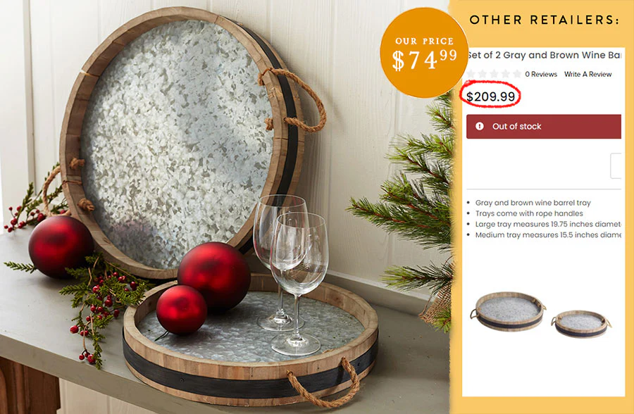 Galvanized Wine Barrel Trays, Set of 2