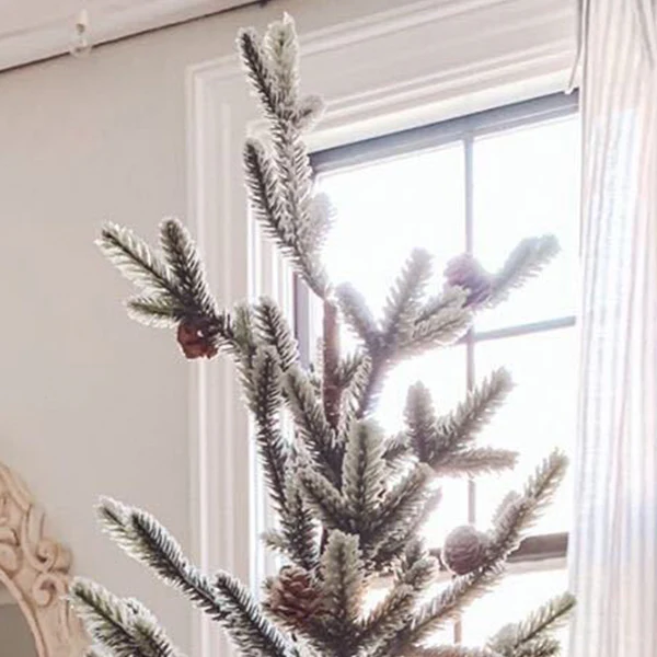 Flocked Winter Pine Tree in Galvanized Bucket