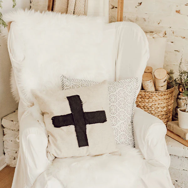 Hand Blocked Cotton Antique Victorian Print Pillow