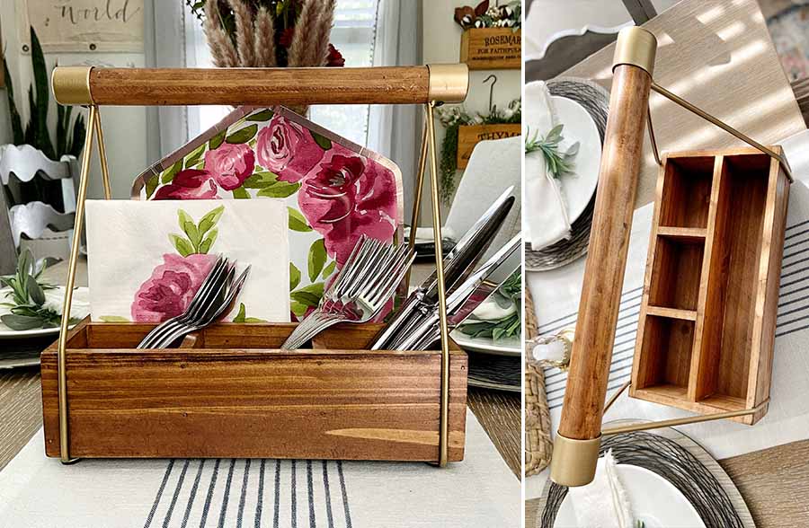 Wooden Kitchen Caddy with Handle