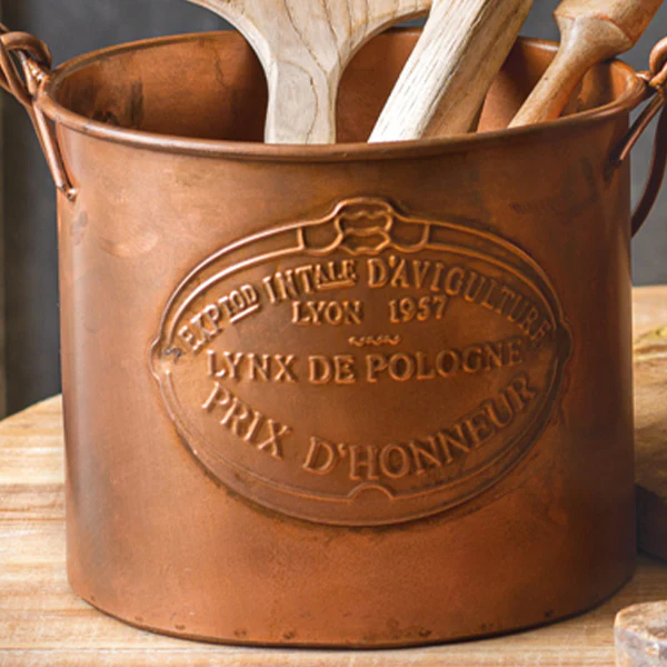 French Copper Finish Farming Buckets, Set of 2