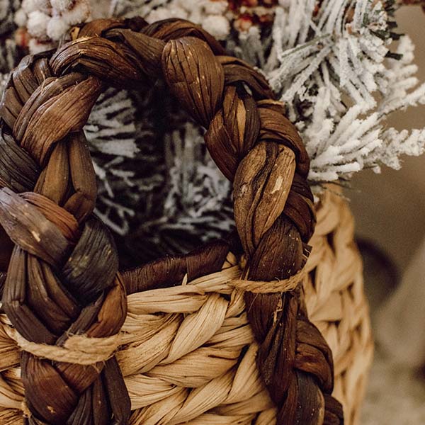 Round Handwoven Seagrass Round Handled Baskets