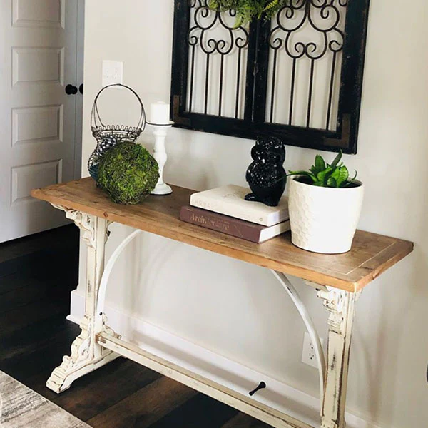 Distressed White Corbel Entry Table