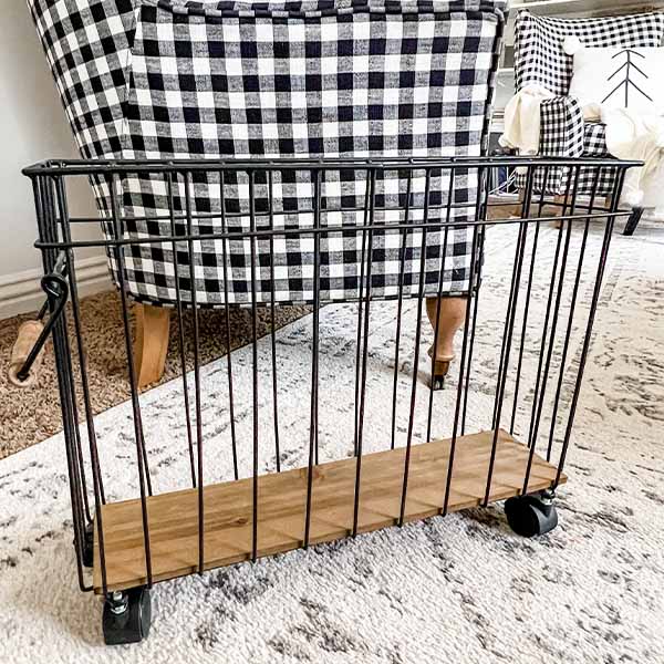 Utilitarian Wood and Metal Farmhouse Rolling Storage Cart