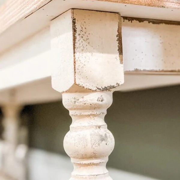 Distressed Spindle Wood Farmhouse Bench