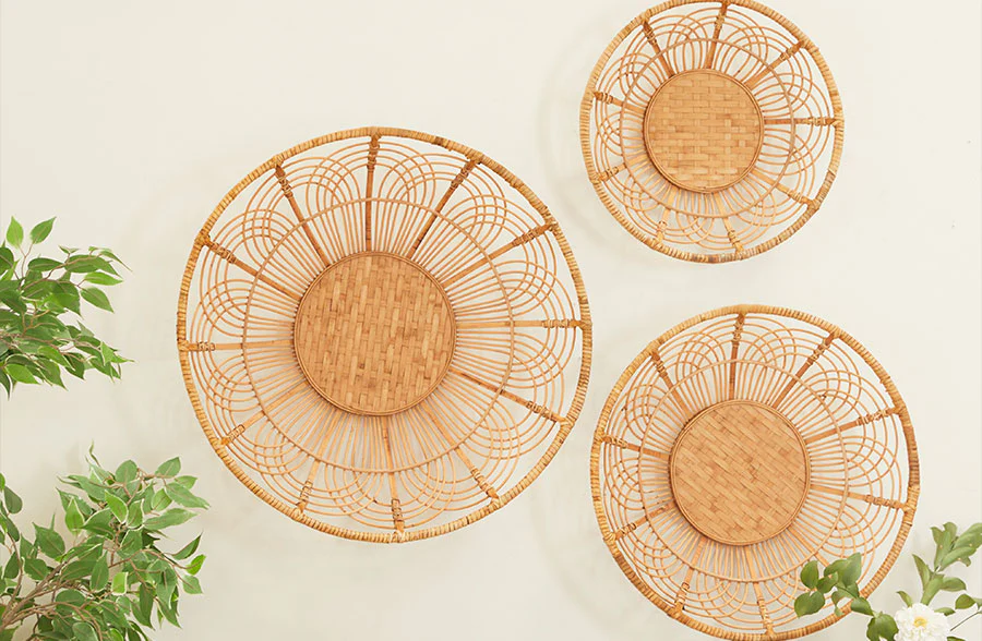 Woven Round Basket Wall Decor, Set of 3
