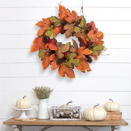 Pinecone Maple Leaf Wreath With Berries