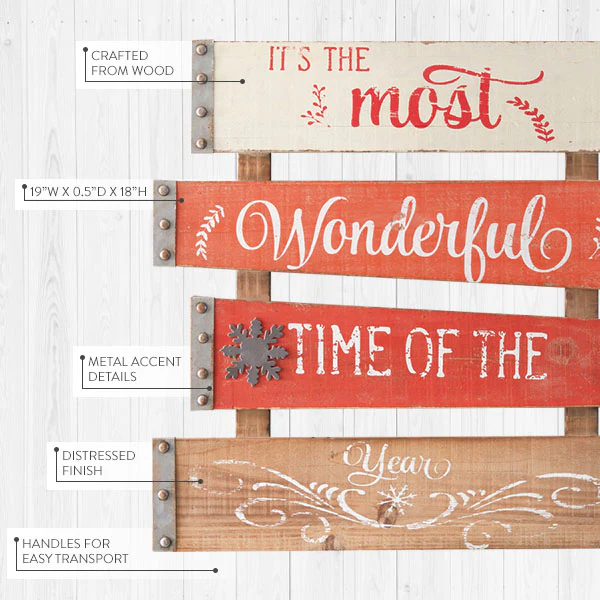 Most Wonderful Time Of The Year Wooden Planked Sign